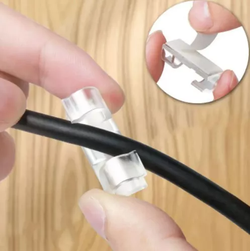 Clip Fixa Cabo Fio Transparente Adesivo 20 Pçs - AMIGOLD