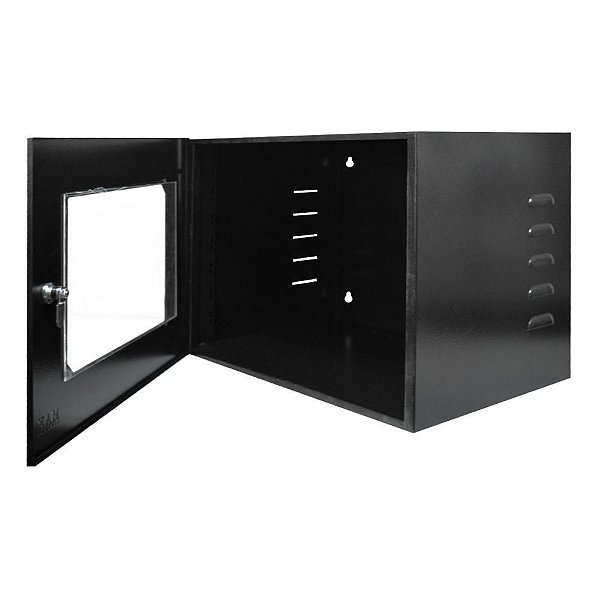 Rack Padrao 19 8UX350 Economic Porta Acrilico Preto - MaxEletron