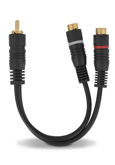 Cabo Audio Y 1 macho X 2 femeas 20cm , 4mm granel , Preto