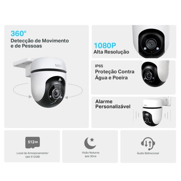 Camera Wi-Fi De Seguranca Externa 1080P Full Hd Tapo Tc40