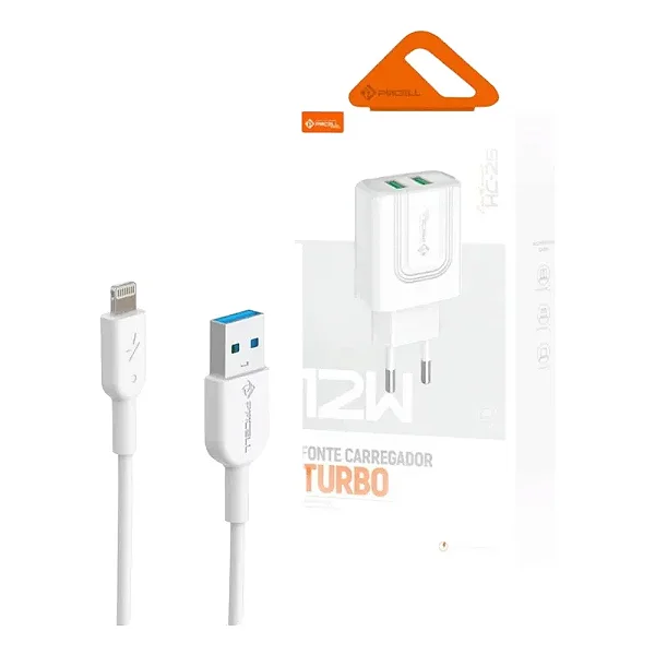Carregador Turbo Fonte 2 em 1 + Cabo Hc-25 Lightning Pmcell