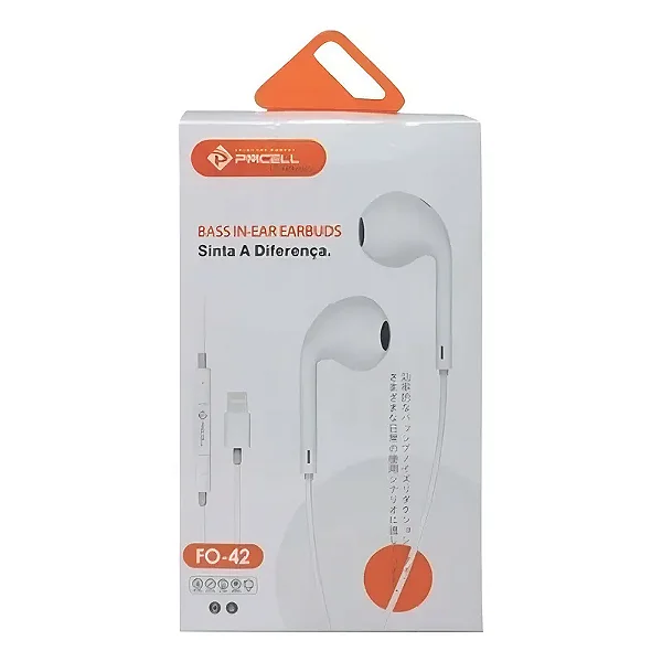 Fone de Ouvido com Fio USB Para Lightning PMCell FO-42 Cor Branco