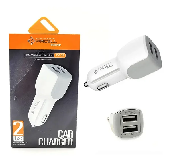 Carregador Veicular Pmcell 2usb 2.4a -cv-21 Branco