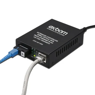 Extensor Conversor de Midia Fibra Optica para RJ45 10/100/1000 Mbps Exbom
