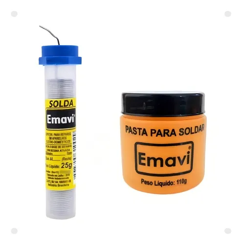 Kit de Solda Emavi Soldador Ferro Tubinho 1mm