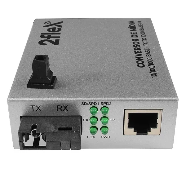 Conversor De Midia Giga Monomodo Lado B 10KM 10/100/1000 - 2Flex
