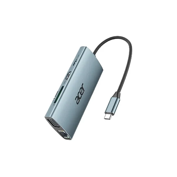Hub Acer Ook390 USB-C 3.1, 9 em 1, para Hdmi, Vga, Ethernet, 3x Usb 3.1, Usb-C 100W, Cartão Sd