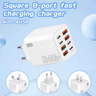 Fonte Carregador 8 em 1 240w 4USB + 4USB-C