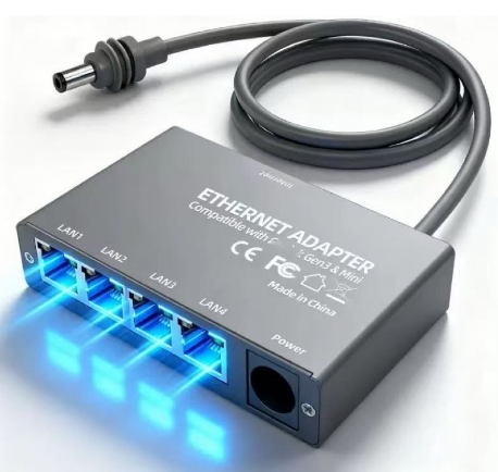 Adaptador Ethernet Gigabit Para Starlink Gen 3 V4 Mini - Switch 4 Portas RJ45 1000Mbps