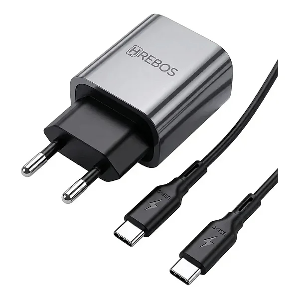 CARREGADOR HREBOS CRG-232CC 20W C/CAB CINZA