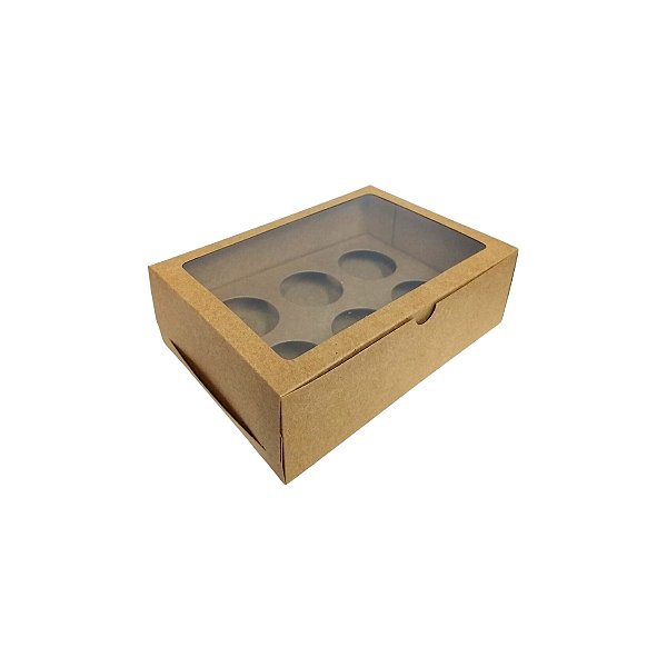 PACOTE CAIXA MINI CUPCAKE 6 CAVIDADES 18,5X13X6CM KRAFT C/05UNI