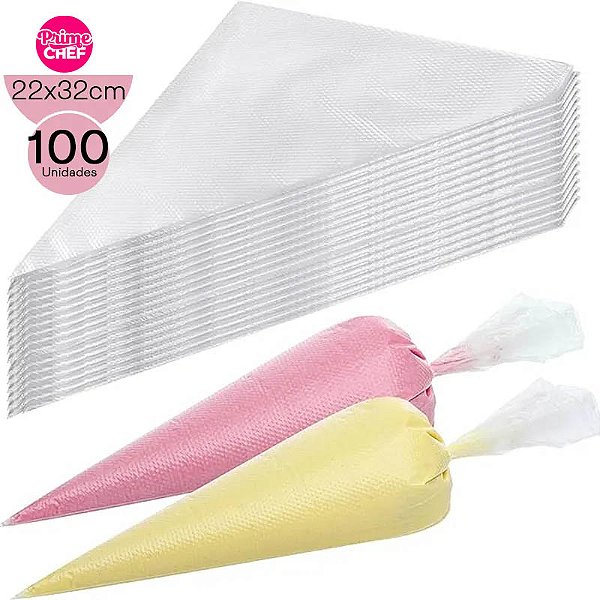 Saco / Manga de Confeitar Descartável  22x32cm 100 uni Médio- Prime-chef (SEMANA)