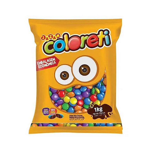 Pastilhas Confeitadas - Coloreti 1kg - Sabor chocolate Jazam