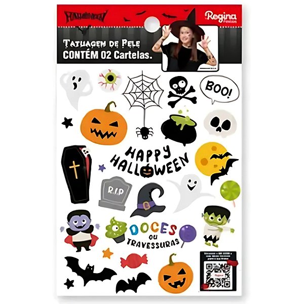 TATUAGEM DE PELE TEMPORÁRIA HALLOWEEN - REGINA FESTAS