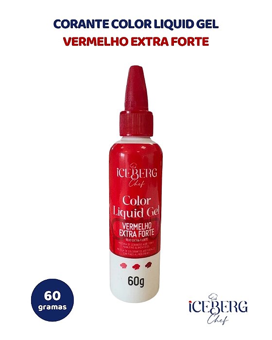 CORANTE COLOR LIQUID GEL 60g VERMELHO EXTRA FORTE - ICEBERG