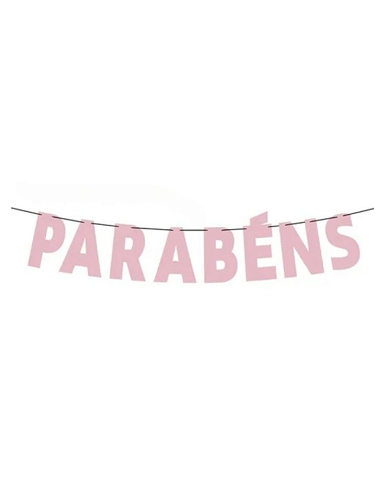 FAIXA DECORATIVA - PARABÉNS ROSA QUARTZ - REGINA FESTAS