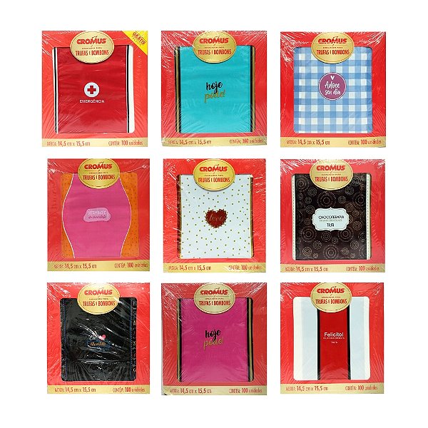 EMBALAGEM PARA TRUFAS E BOMBONS C/100UN - ESTAMPAS - CROMUS