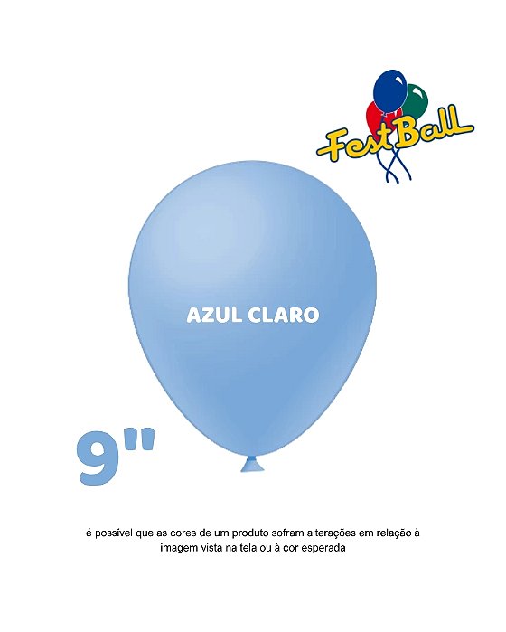 BALÃO 9 POLEGADAS LISO C/50UN AZUL CLARO - FEST BALL