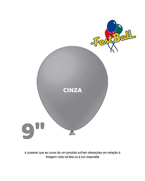 BALÃO 9 POLEGADAS LISO C/50UN CINZA - FEST BALL