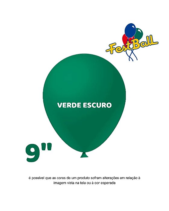 BALÃO 9 POLEGADAS LISO C/50UN VERDE ESCURO - FEST BALL