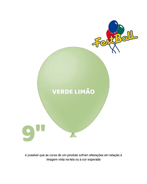 BALÃO 9 POLEGADAS LISO C/50UN VERDE LIMÃO - FEST BALL