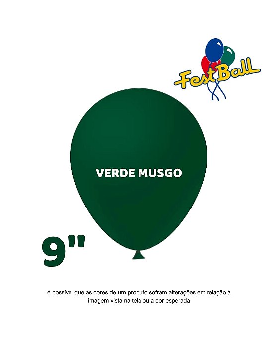 BALÃO 9 POLEGADAS LISO C/50UN VERDE MUSGO - FEST BALL
