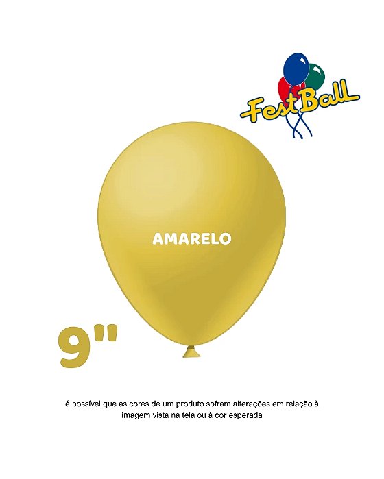 BALÃO 9 POLEGADAS LISO C/50UN AMARELO - FEST BALL