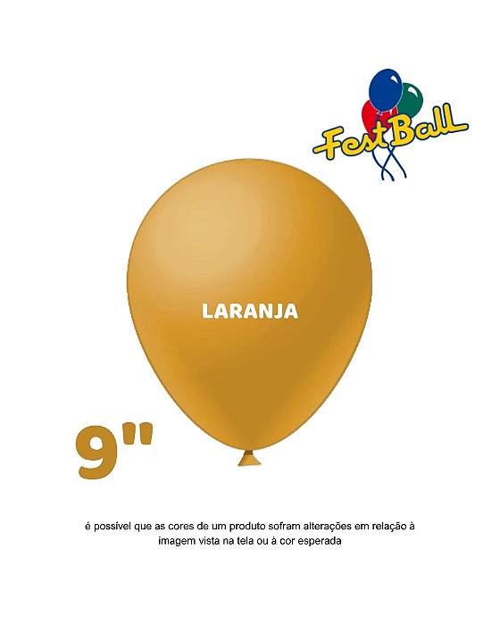 BALÃO 9 POLEGADAS LISO C/50UN LARANJA - FEST BALL