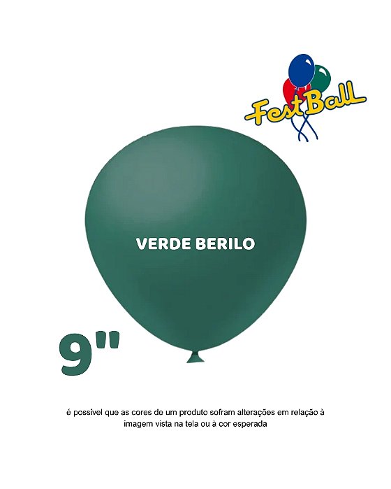 BALÃO 9 POLEGADAS LISO C/50UN VERDE BERILO - FEST BALL