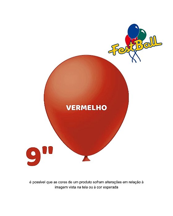 BALÃO 9 POLEGADAS LISO C/50UN VERMELHO - FEST BALL