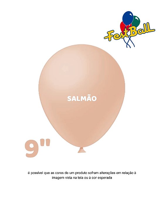 BALÃO 9 POLEGADAS LISO C/50UN SALMÃO - FEST BALL