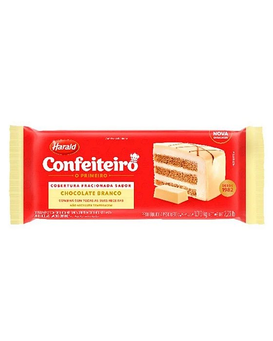 COBERTURA CONFEITEIRO CHOCOLATE BRANCO EM BARRA 1,010kg - HARALD