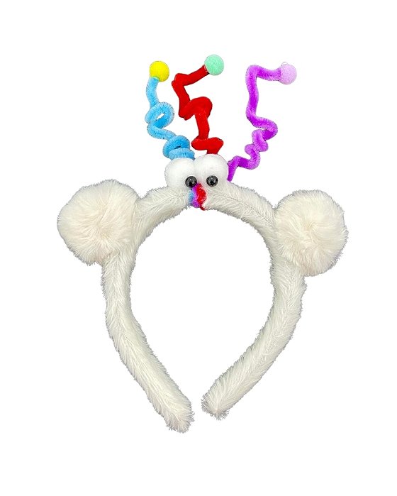 TIARA PARA CABELO MALUCO PELÚCIA BRANCA E ORELHINHA