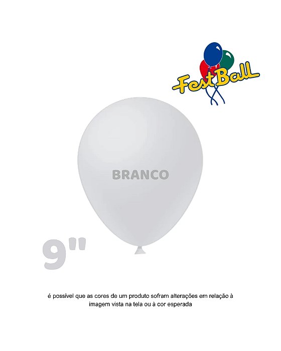 BALÃO 9 POLEGADAS LISO C/50UN BRANCO - FEST BALL