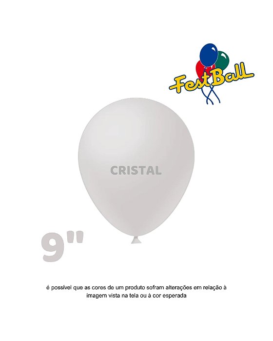 BALÃO 9 POLEGADAS LISO C/50UN CRISTAL - FEST BALL