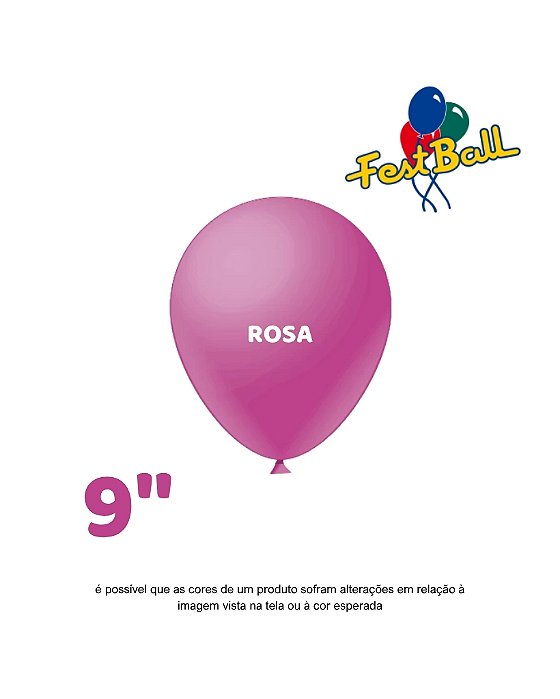 BALÃO 9 POLEGADAS LISO C/50UN ROSA - FEST BALL