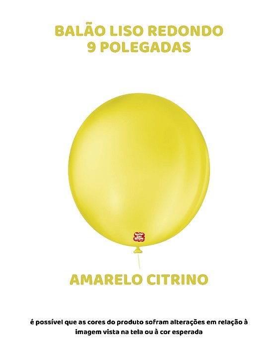 BALÃO 9 POLEGADAS LISO REDONDO C/50UN AMARELO CITRINO - SÃO ROQUE