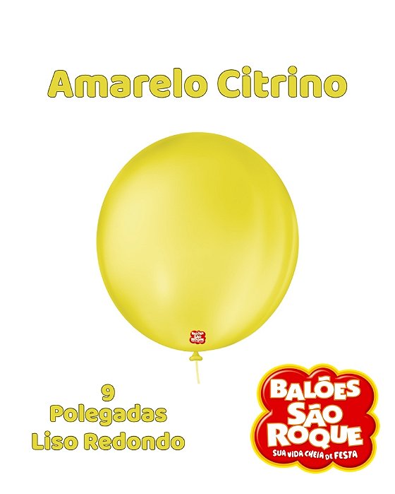 BALÃO 9 POLEGADAS LISO REDONDO C/50UN AMARELO CITRINO - SÃO ROQUE