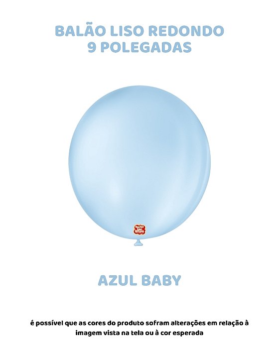 BALÃO 9 POLEGADAS LISO REDONDO C/50UN AZUL BABY - SÃO ROQUE