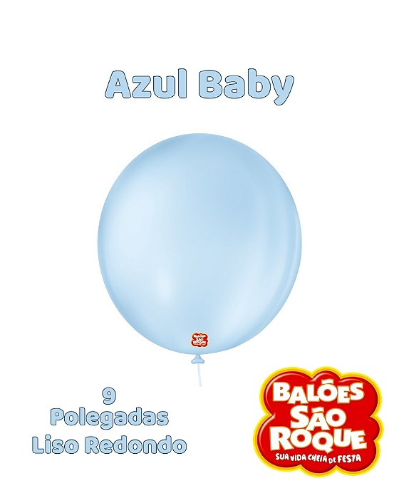 BALÃO 9 POLEGADAS LISO REDONDO C/50UN AZUL BABY - SÃO ROQUE