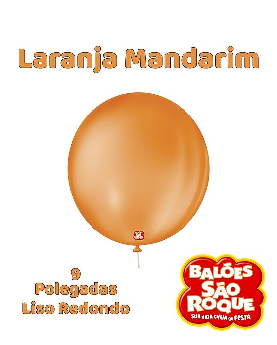 BALÃO 9 POLEGADAS LISO REDONDO C/50UN LARANJA MANDARIM - SÃO ROQUE