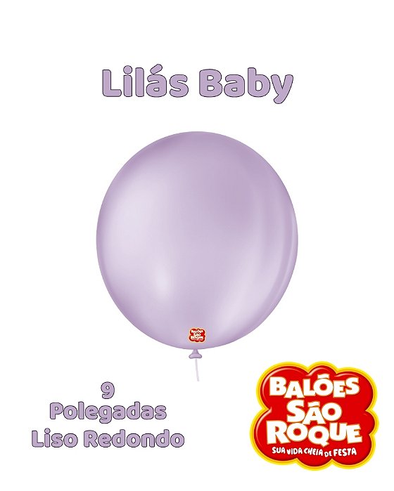 BALÃO 9 POLEGADAS LISO REDONDO C/50UN LILÁS BABY - SÃO ROQUE