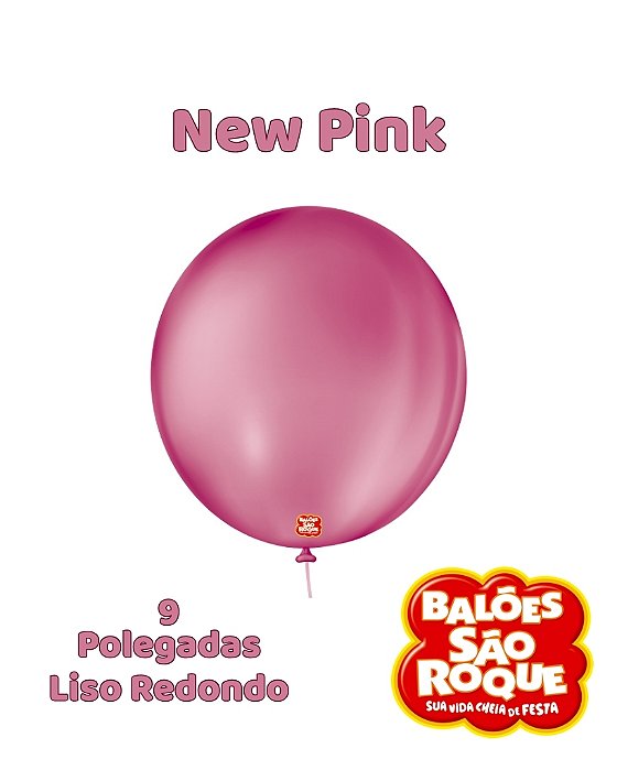 BALÃO 9 POLEGADAS LISO REDONDO C/50UN NEW PINK - SÃO ROQUE