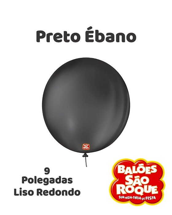 BALÃO 9 POLEGADAS LISO REDONDO C/50UN PRETO EBANO - SÃO ROQUE