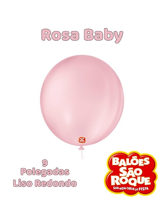 BALÃO 9 POLEGADAS LISO REDONDO C/50UN ROSA BABY - SÃO ROQUE