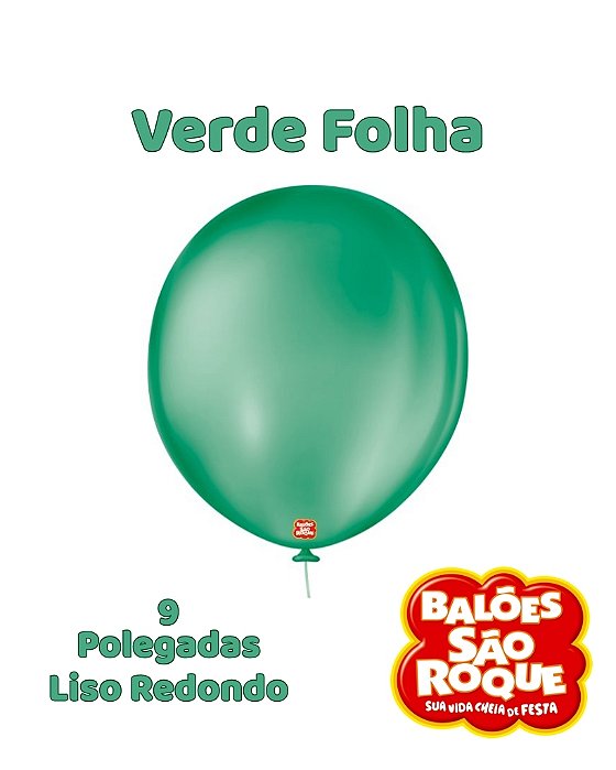BALÃO 9 POLEGADAS LISO REDONDO C/50UN VERDE FOLHA - SÃO ROQUE