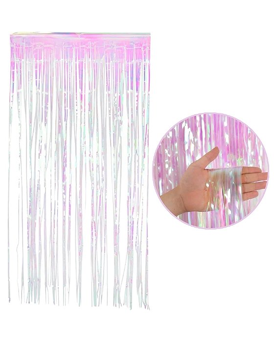 CORTINA DECORATIVA METALIZADA HOLOGRÁFICA 1X2m - NACARADA