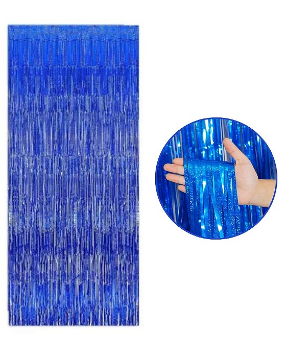 CORTINA DECORATIVA METALIZADA HOLOGRÁFICA 1X2m - AZUL