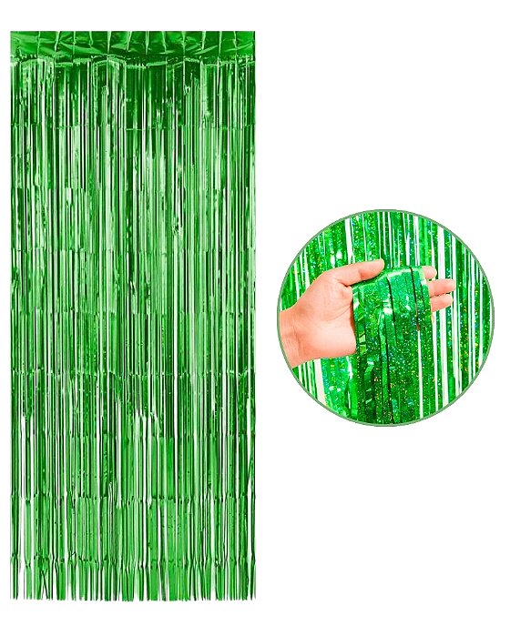 CORTINA DECORATIVA METALIZADA HOLOGRÁFICA 1X2m - VERDE