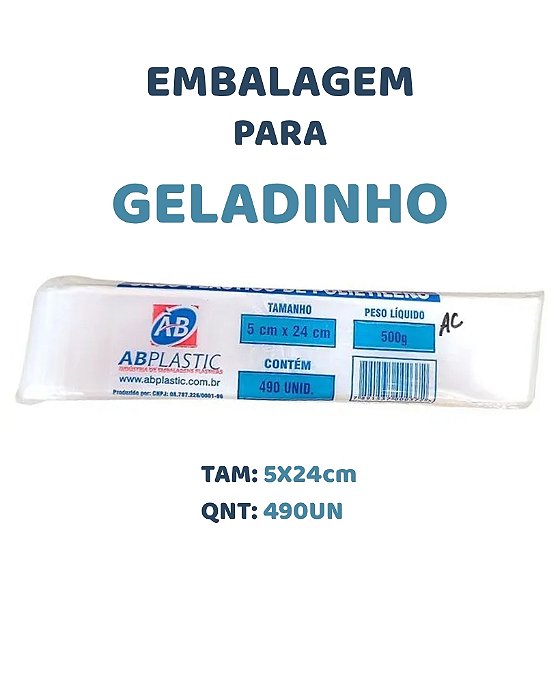 PACOTE C/490UN SACO PARA GELADINHO 5X24cm - ABPLASTIC